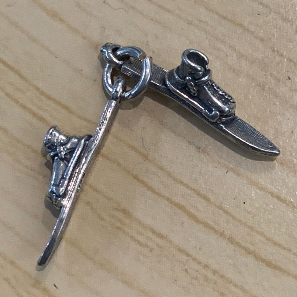 .925 Winter Skis Sterling Silver Jewelry Charm